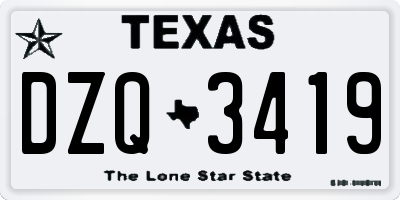 TX license plate DZQ3419