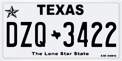 TX license plate DZQ3422