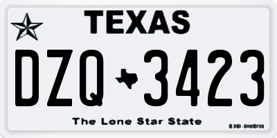 TX license plate DZQ3423