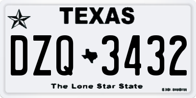 TX license plate DZQ3432