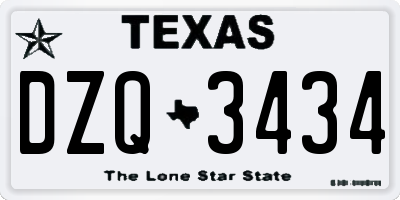 TX license plate DZQ3434