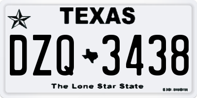 TX license plate DZQ3438