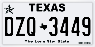 TX license plate DZQ3449