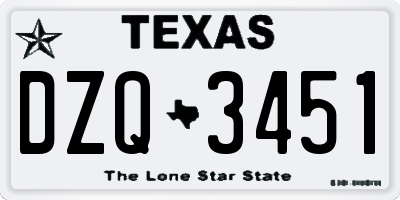 TX license plate DZQ3451