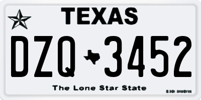 TX license plate DZQ3452
