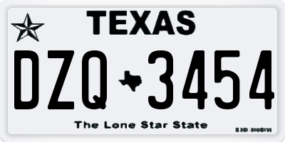 TX license plate DZQ3454