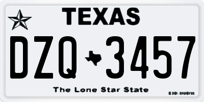 TX license plate DZQ3457