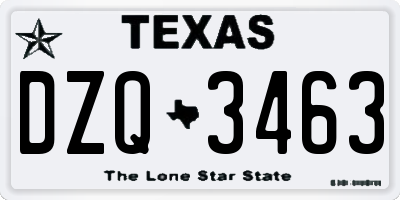 TX license plate DZQ3463