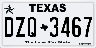 TX license plate DZQ3467