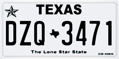 TX license plate DZQ3471