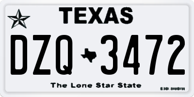 TX license plate DZQ3472