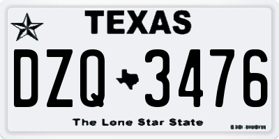TX license plate DZQ3476