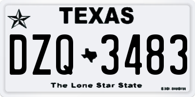 TX license plate DZQ3483