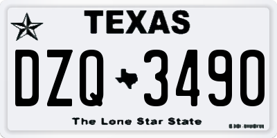 TX license plate DZQ3490