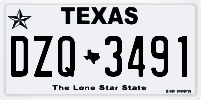 TX license plate DZQ3491