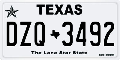 TX license plate DZQ3492