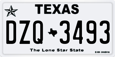TX license plate DZQ3493