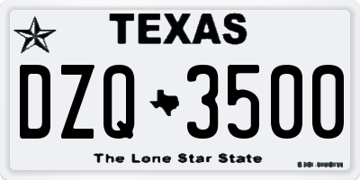 TX license plate DZQ3500