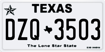 TX license plate DZQ3503