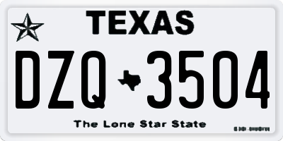 TX license plate DZQ3504