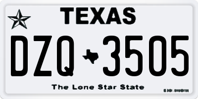 TX license plate DZQ3505