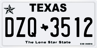 TX license plate DZQ3512