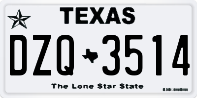 TX license plate DZQ3514