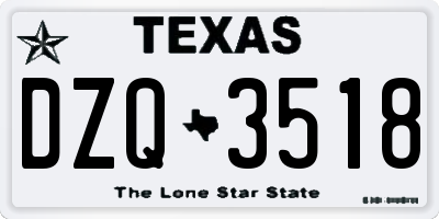 TX license plate DZQ3518