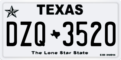TX license plate DZQ3520