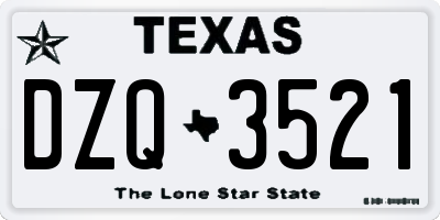 TX license plate DZQ3521