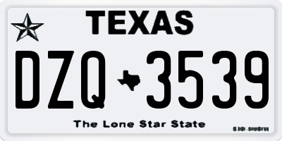 TX license plate DZQ3539