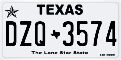 TX license plate DZQ3574