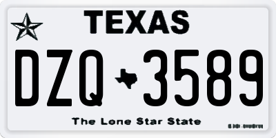 TX license plate DZQ3589