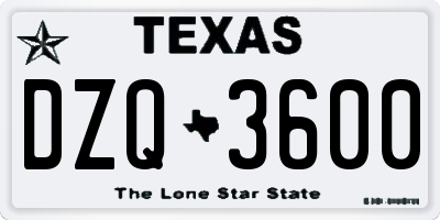 TX license plate DZQ3600