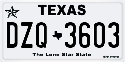 TX license plate DZQ3603