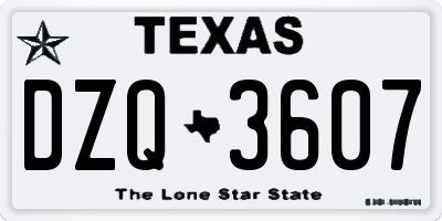 TX license plate DZQ3607