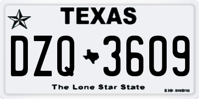 TX license plate DZQ3609