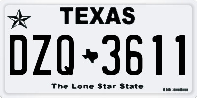 TX license plate DZQ3611