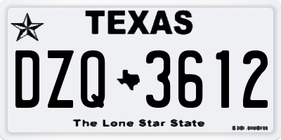 TX license plate DZQ3612