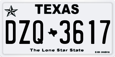 TX license plate DZQ3617