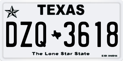 TX license plate DZQ3618