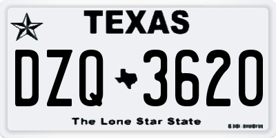 TX license plate DZQ3620