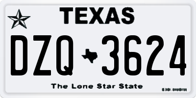 TX license plate DZQ3624