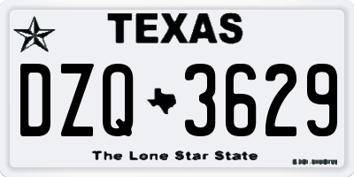 TX license plate DZQ3629