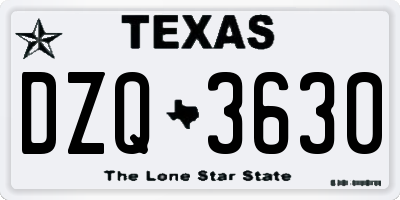 TX license plate DZQ3630