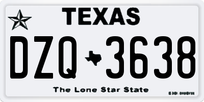 TX license plate DZQ3638
