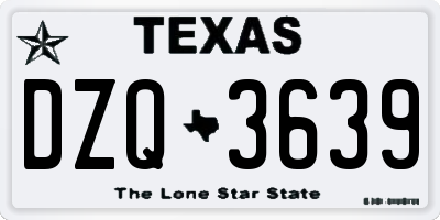 TX license plate DZQ3639