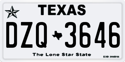TX license plate DZQ3646