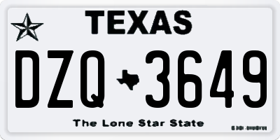 TX license plate DZQ3649