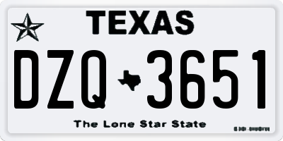 TX license plate DZQ3651